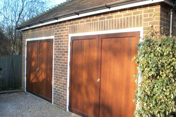 TIMBER SIDE HINGED GARAGE DOORS FITTED IN COBHAM, SURREY