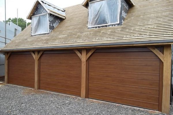 3 CARTECK SECTIONAL DOORS IN DARK OAK FITTED CHILWORTH, SURREY