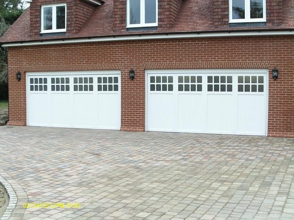 TIMBER CARDALE BEDFORD GARAGE DOORS WITH WINDOWS, WEYBRIDGE 1