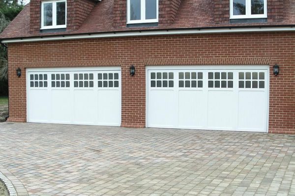 TIMBER CARDALE BEDFORD GARAGE DOORS WITH WINDOWS, WEYBRIDGE