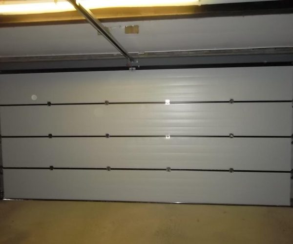 GLIDEROL SMOOTH RIBBED SECTIONAL DOOR FULLY FINISHED IN BLACK, ASCOT 3