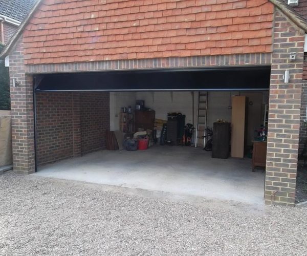 GLIDEROL SMOOTH RIBBED SECTIONAL DOOR FULLY FINISHED IN BLACK, ASCOT 4