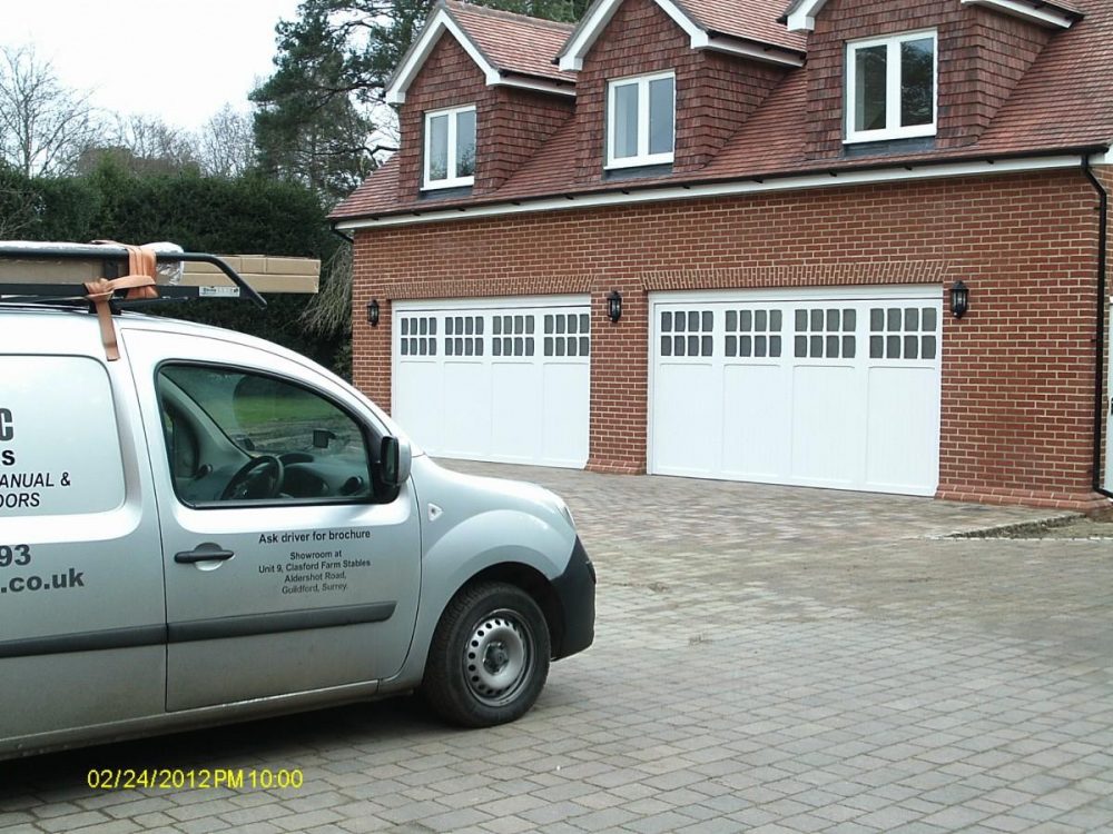 TIMBER CARDALE BEDFORD GARAGE DOORS WITH WINDOWS, WEYBRIDGE 2