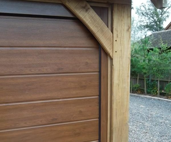 3 CARTECK SECTIONAL DOORS IN DARK OAK FITTED CHILWORTH, SURREY 3