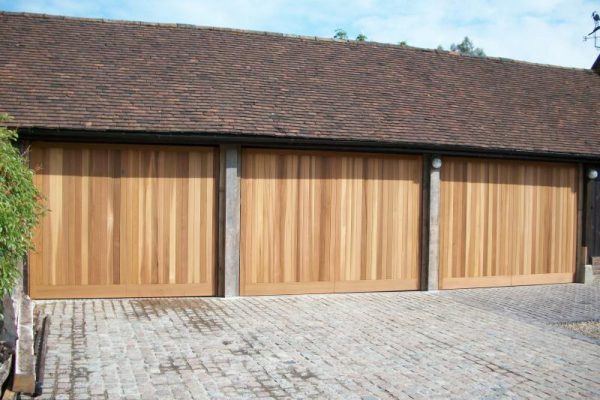 3 TIMBER CEDAR GARAGE DOORS FITTED HINDHEAD, HAMPSHIRE