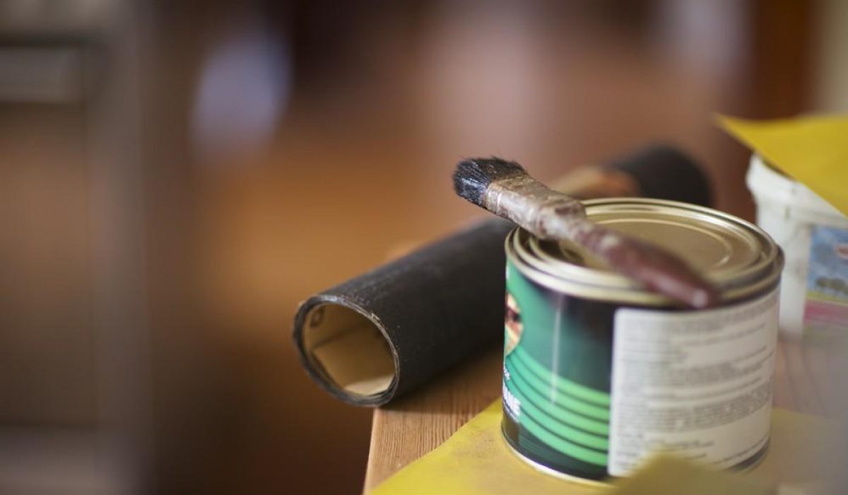 Staining a garage door