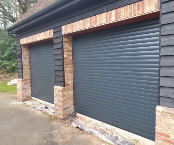SeceuroGlide Roller Garage Doors in anthracite grey fitted in Farnham 2