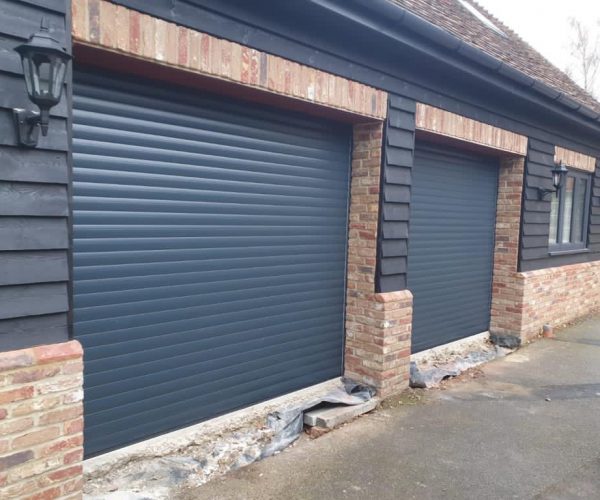 SeceuroGlide Roller Garage Doors in anthracite grey fitted in Farnham 5