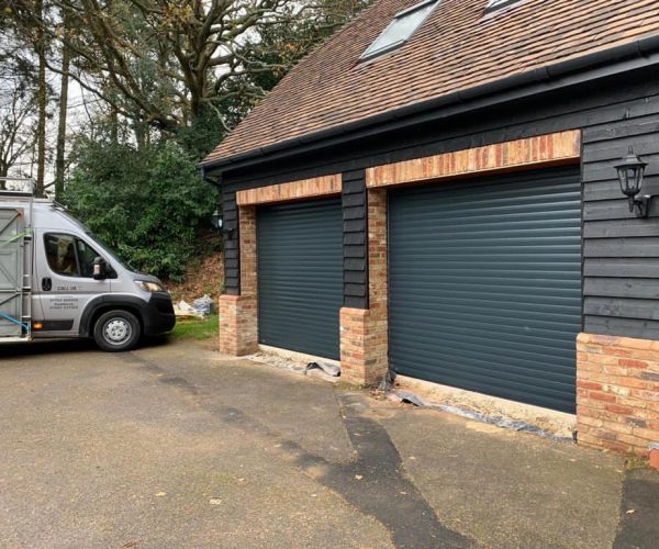 SeceuroGlide Roller Garage Doors in anthracite grey fitted in Farnham 4