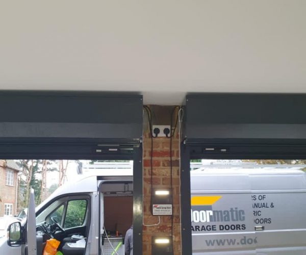 SeceuroGlide Roller Garage Doors in anthracite grey fitted in Farnham 3
