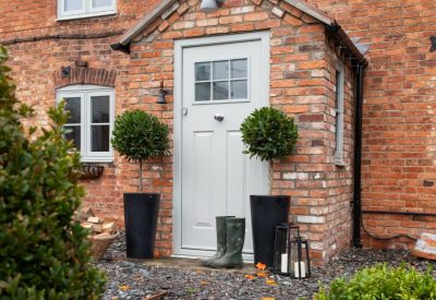 White composite front door