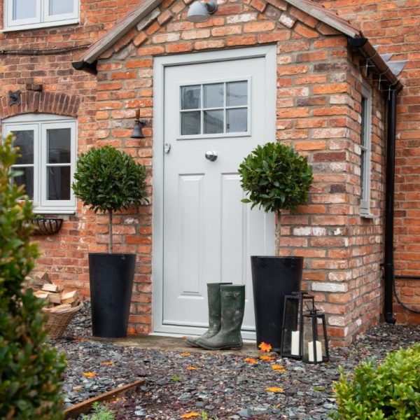 White composite front door