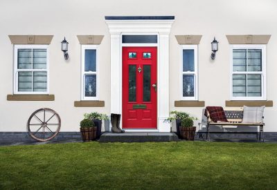 Red composite front door