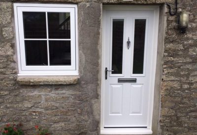 White composite front door
