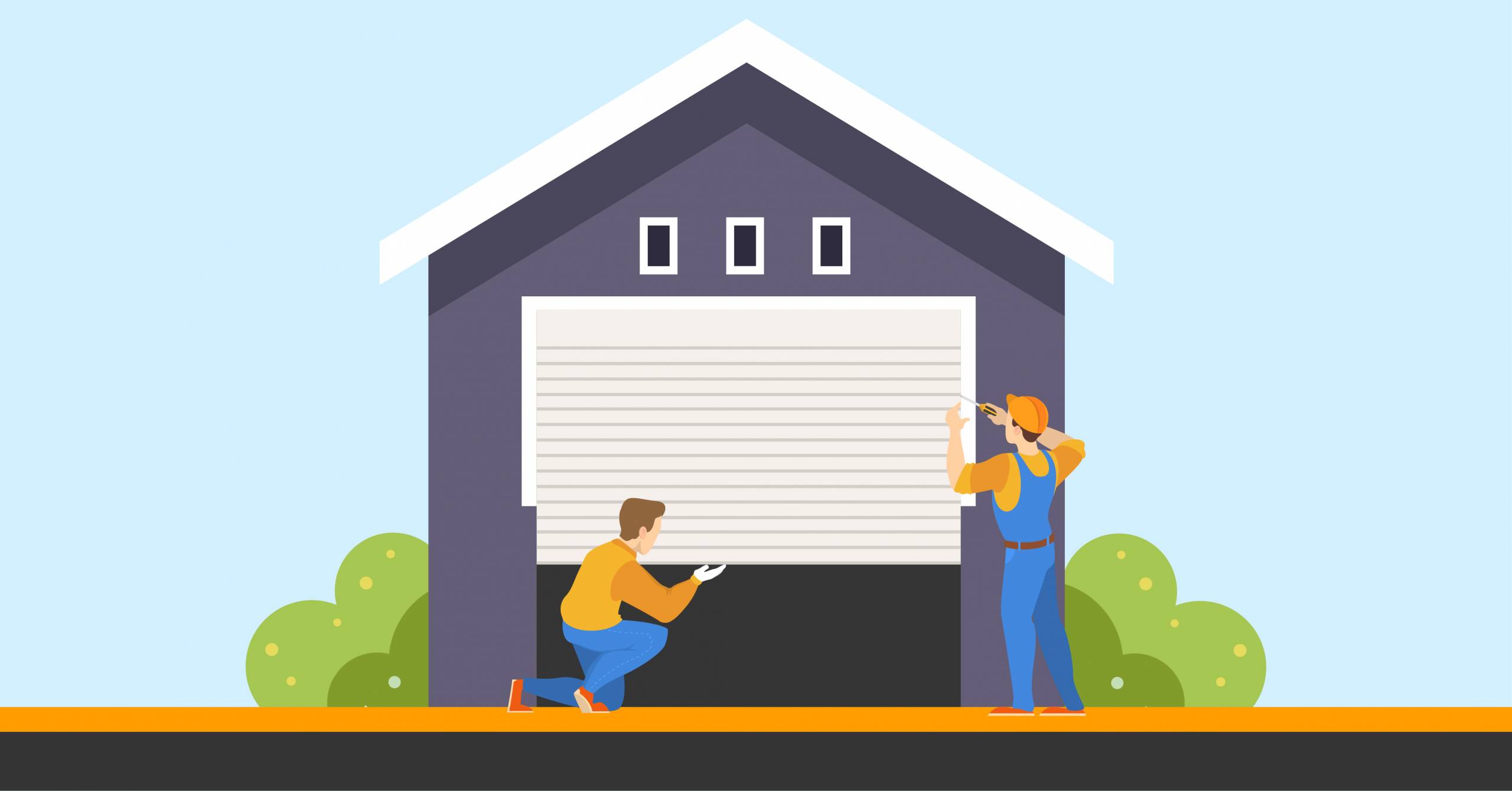 Graphic of workman installing a secure garage door