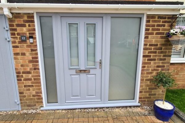 Matching Grey Garage Door & Front Door
