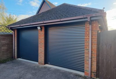Matching grey roller garage doors
