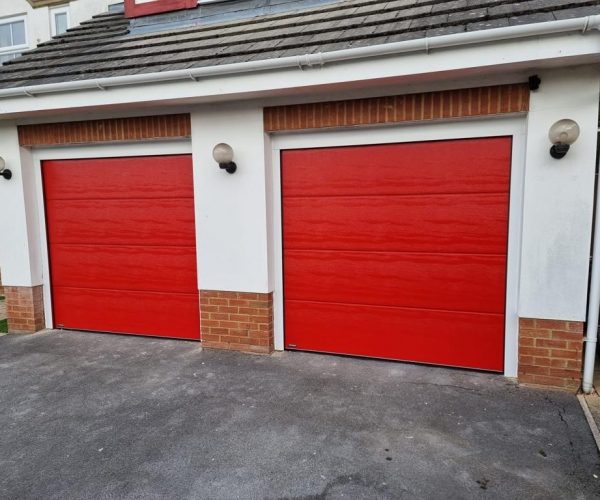 Red Sectional Garage Door Installation 3
