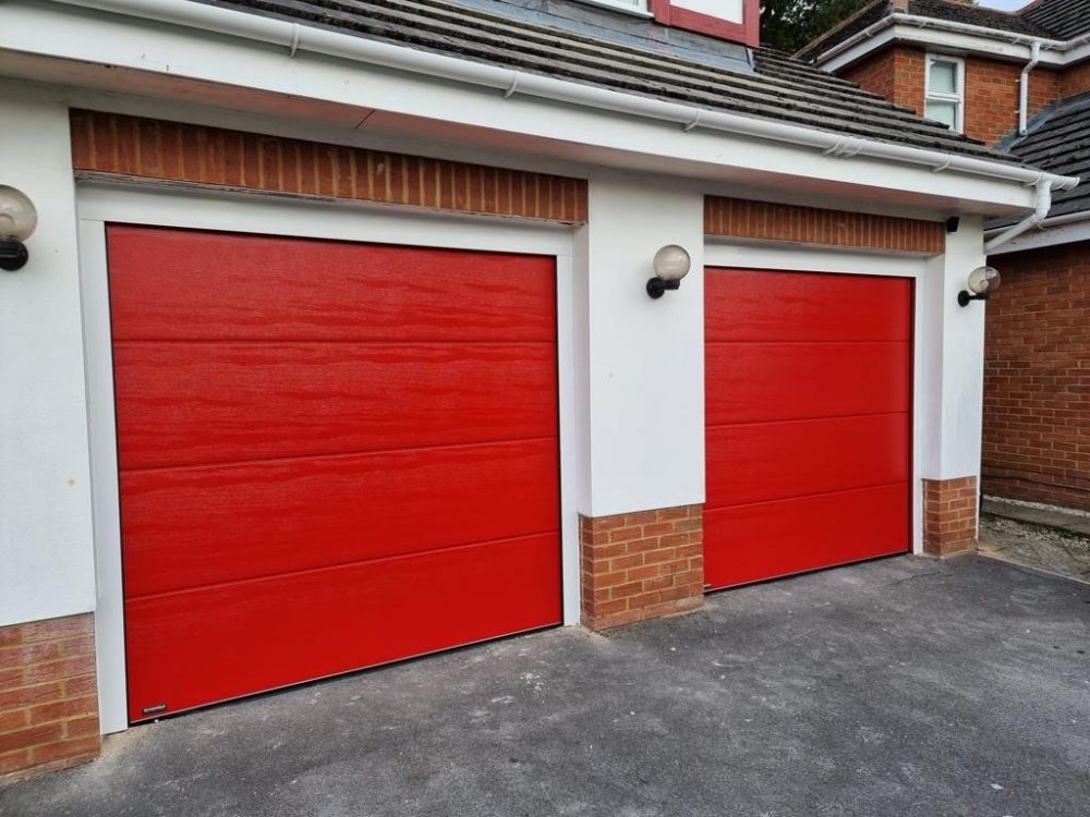 Red Sectional Garage Door Installation 1