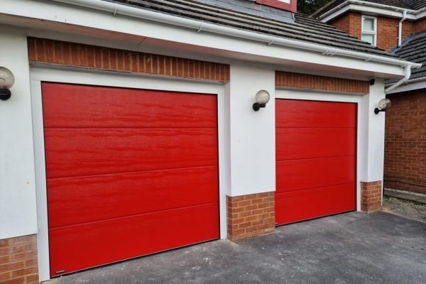 Red Sectional Garage Door Installation