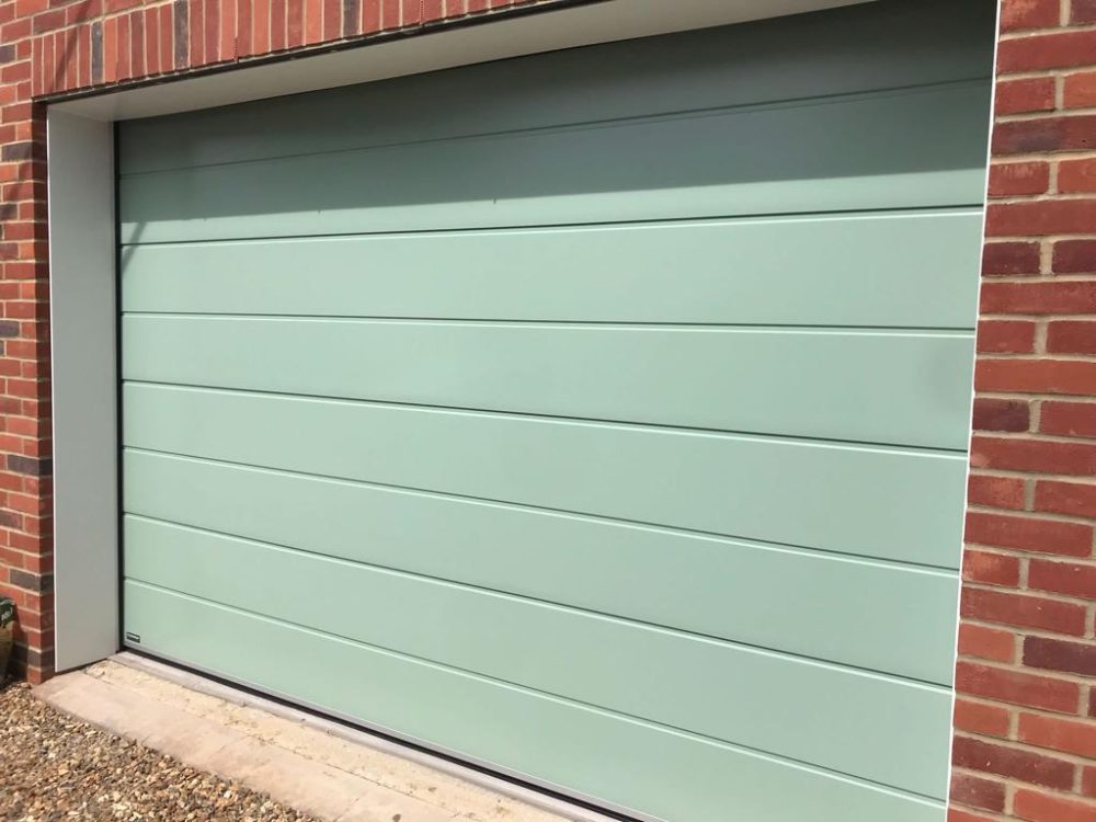 Sage Coloured Sectional Garage Door 2