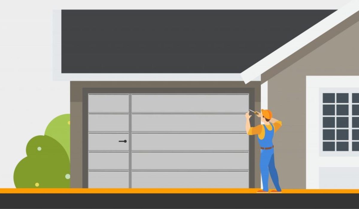 Engineer installing a wicket door