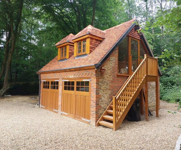 Pair of wooden Side-hinged doors installed to detached garage 2