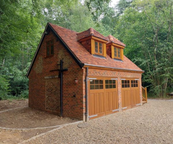 Pair of wooden Side-hinged doors installed to detached garage 3
