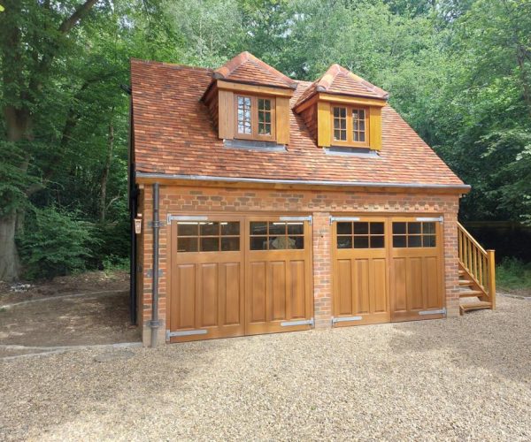 Pair of wooden Side-hinged doors installed to detached garage 4