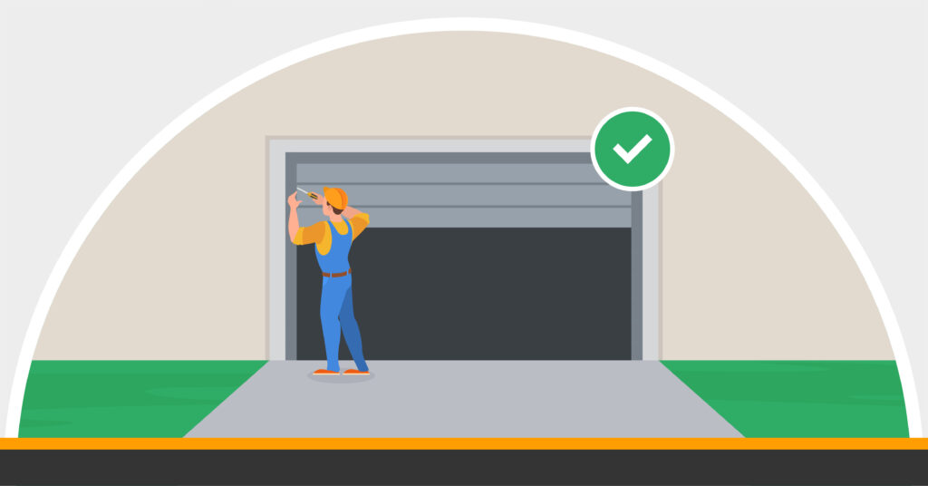 Graphic showing Doormatic Garage Doors Installing a garage door correctly