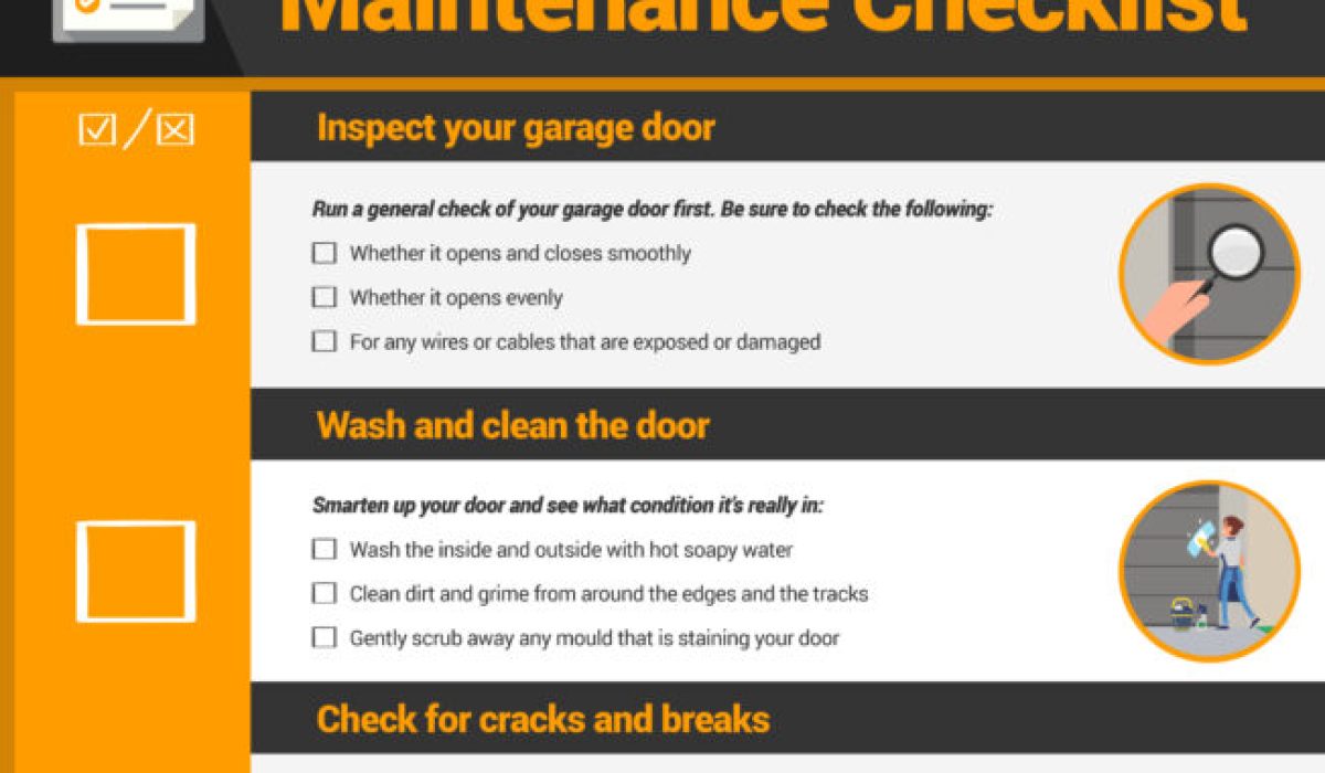 Garage door maintenance checklist infographic